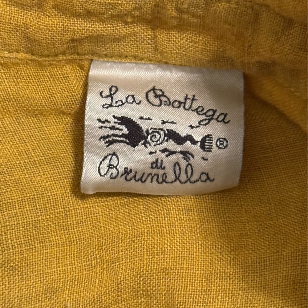 La Bottega Di Brunella Button Up Linen Top in Gold - Picture 4 of 4
